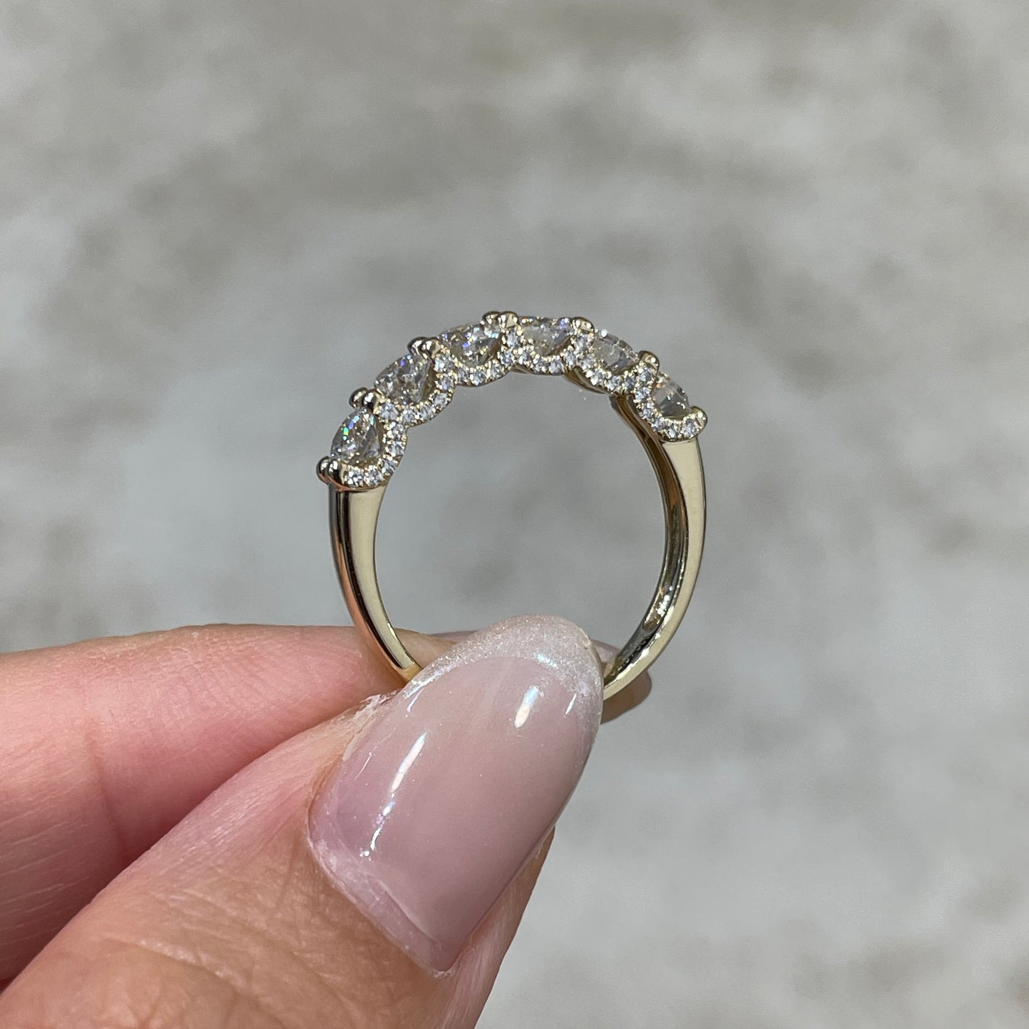9k Lab diamond round 1.2ct U-prong pave eternity ring