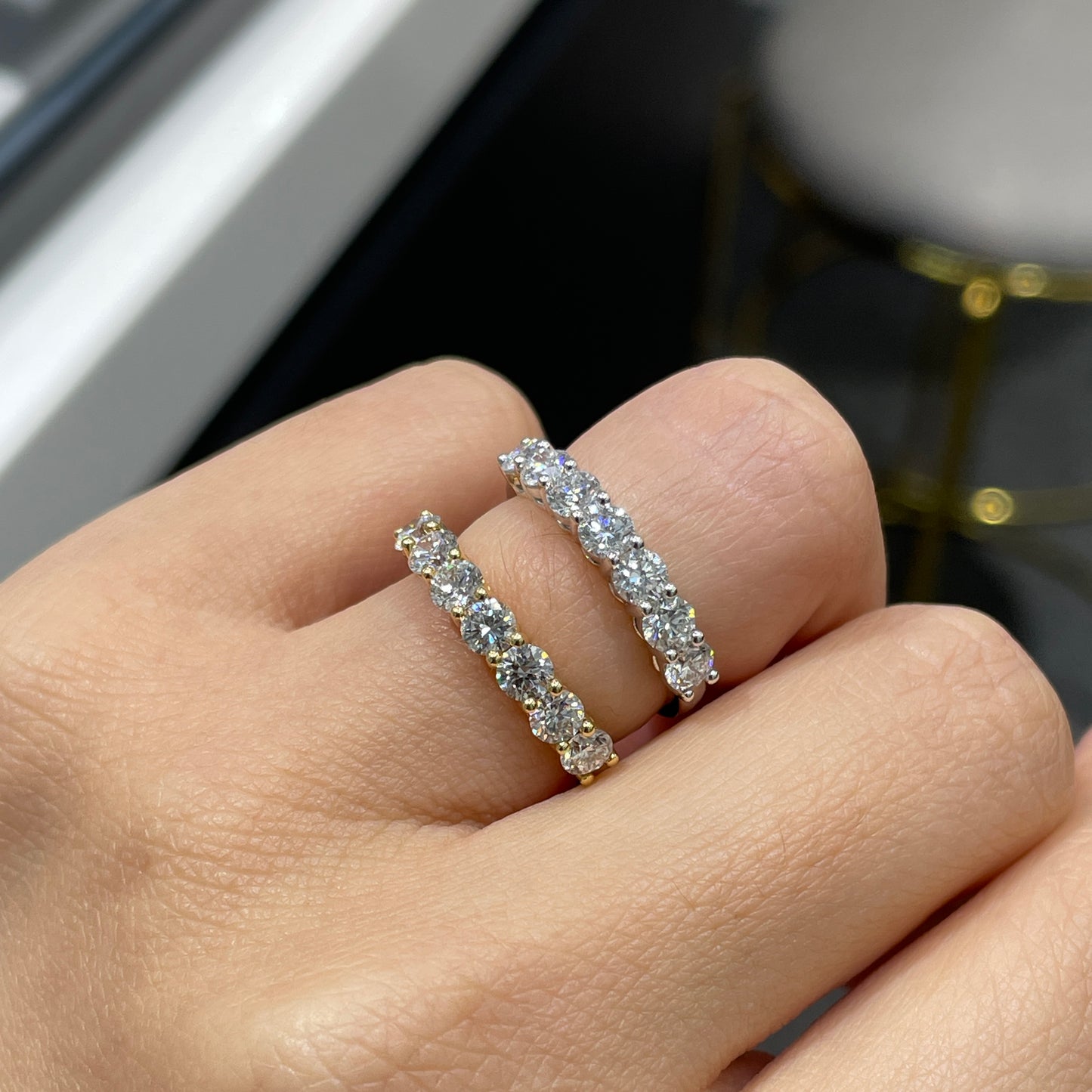 Lab Diamond round 1.05ct half eternity ring