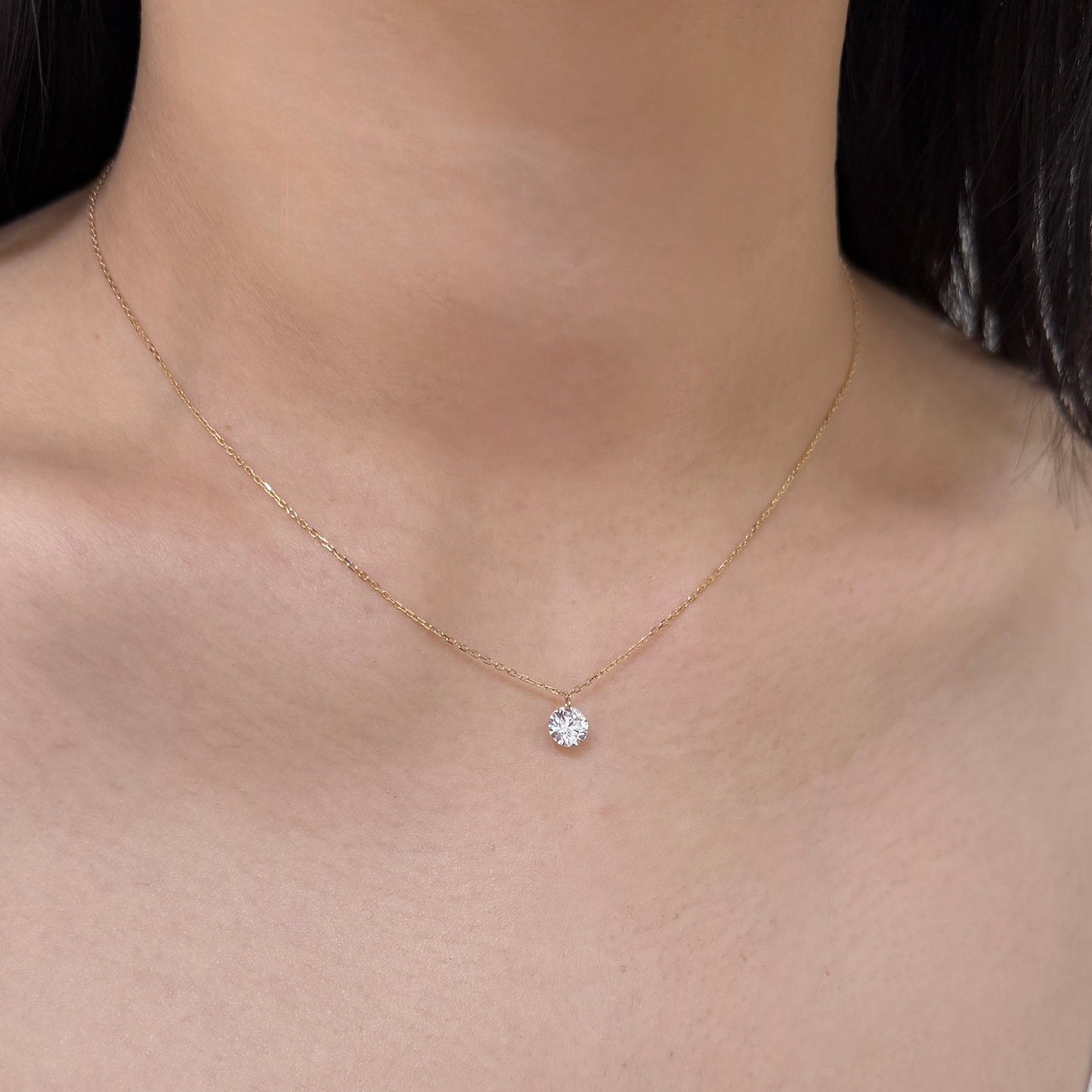Lab diamond round 0.7ct floating necklace