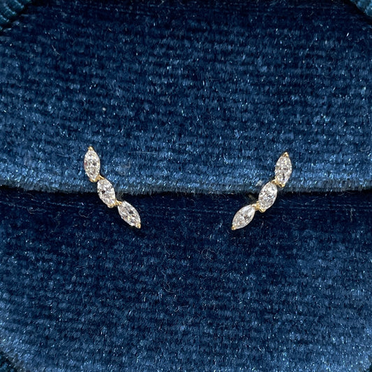 Lab diamond marquise 0.09ct trio stud earring-each