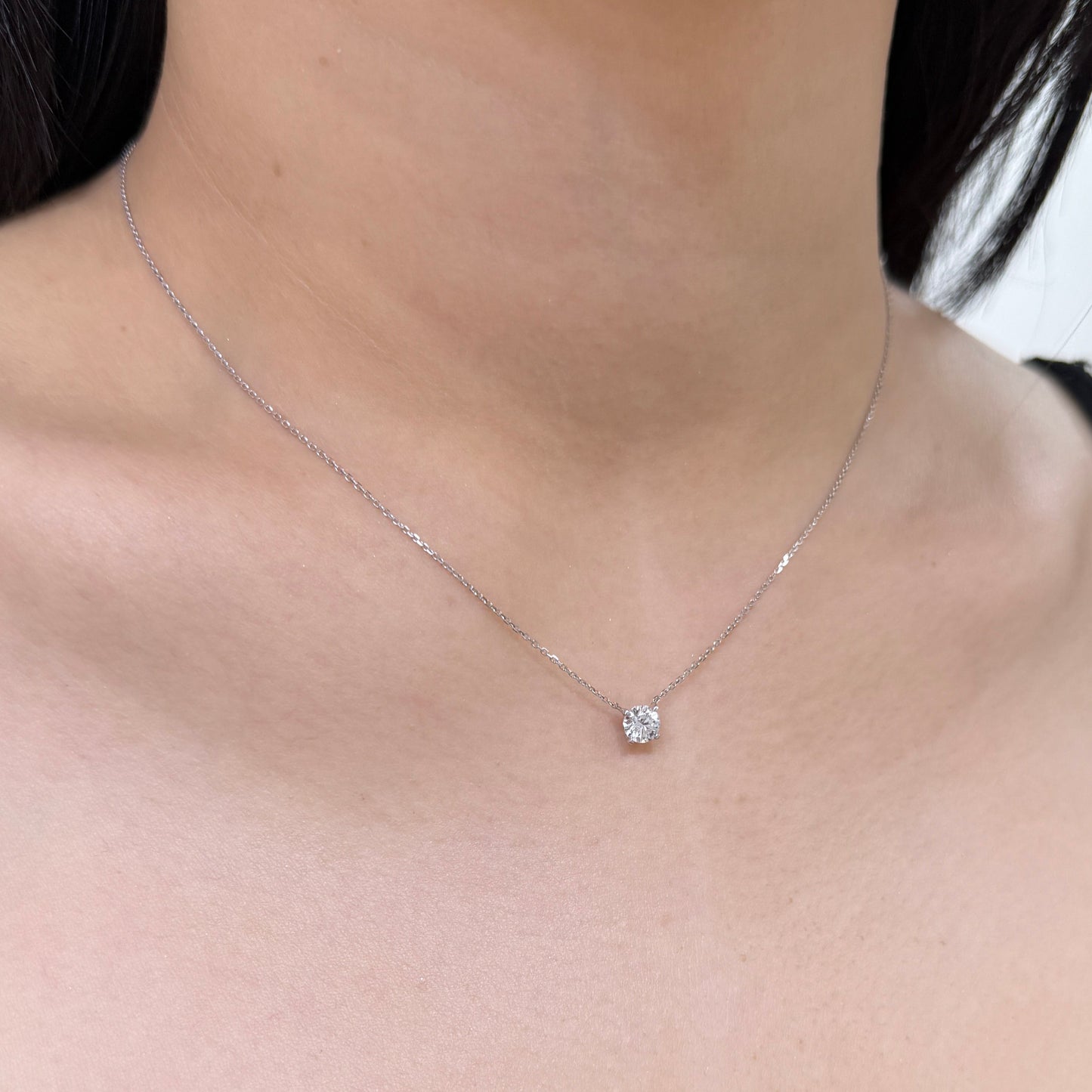Lab diamond round 0.5ct classic four-prong necklace