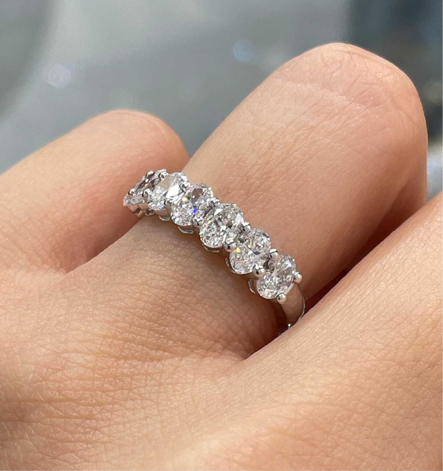 Lab diamond Oval shape 1.4ct half eternity ring