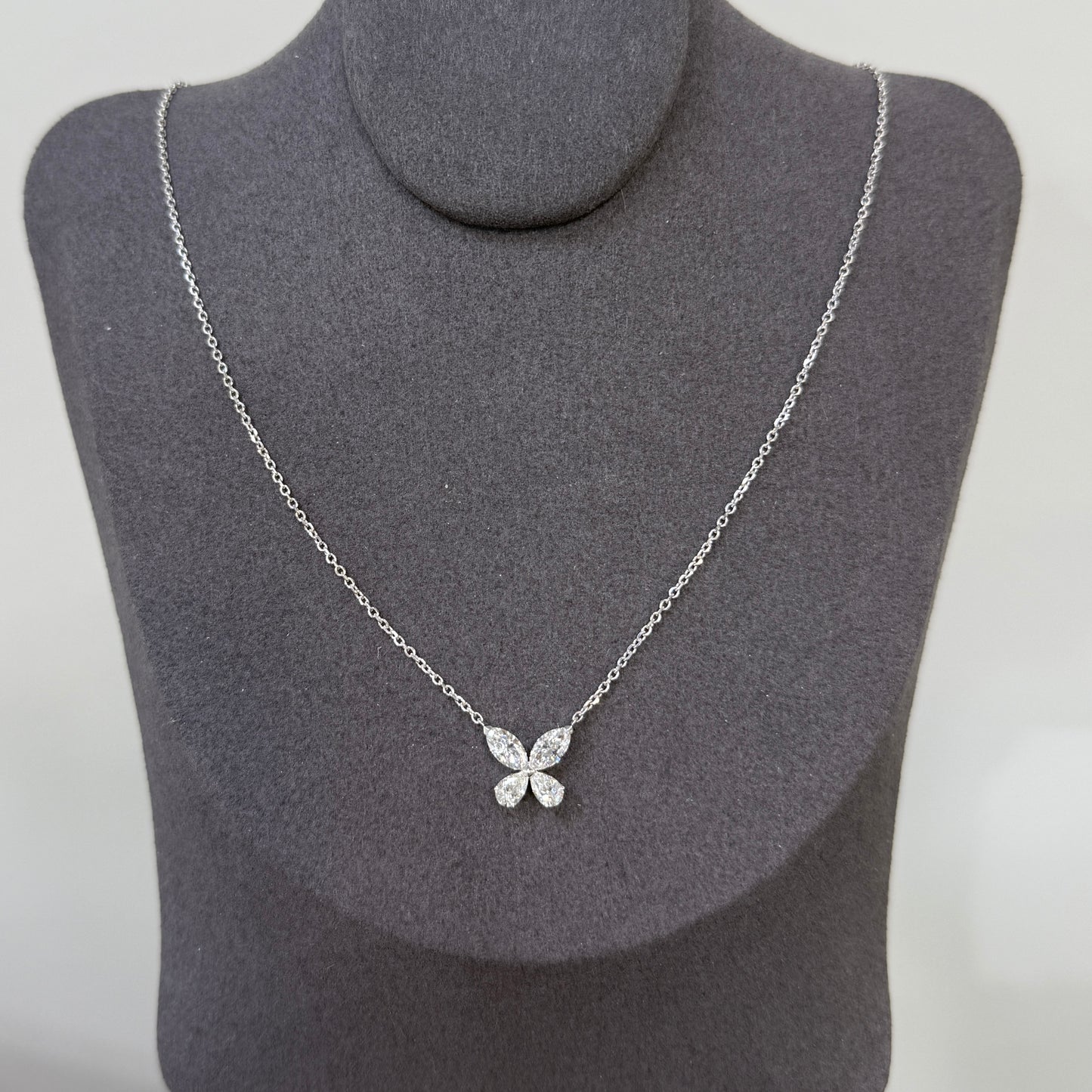 Lab diamond Marquise and Pear shape 1ct butterfly necklace