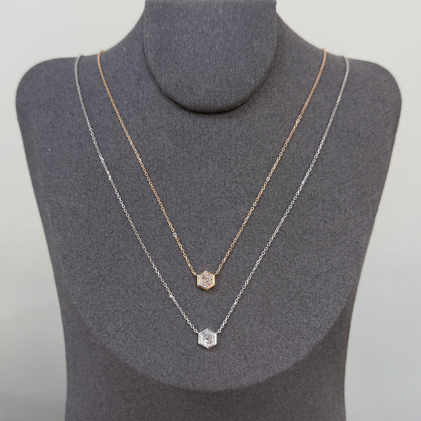 Lab diamond Hexagon 0.5ct bezel necklace
