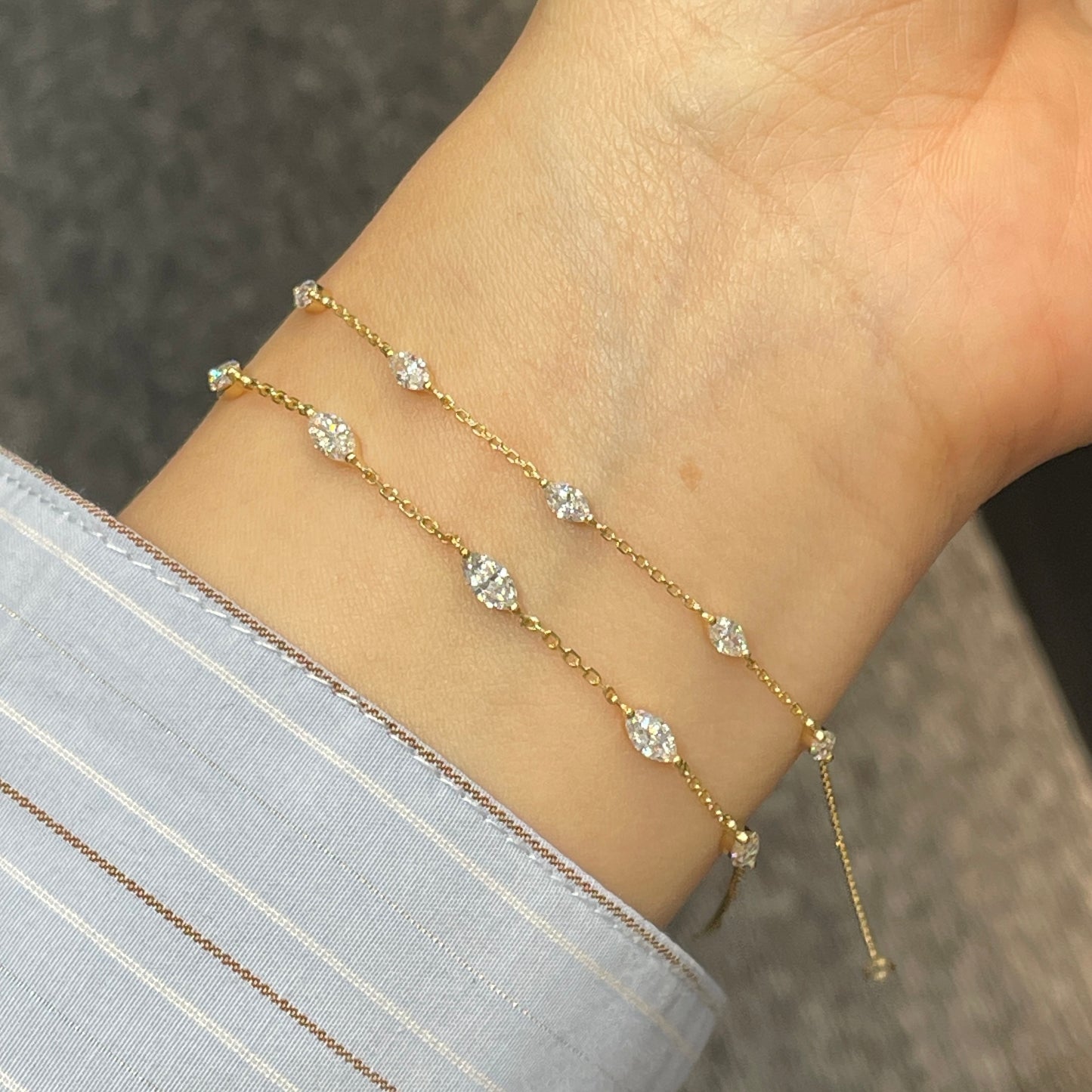 Lab diamond marquise shape 1ct five stone bracelet bracelet
