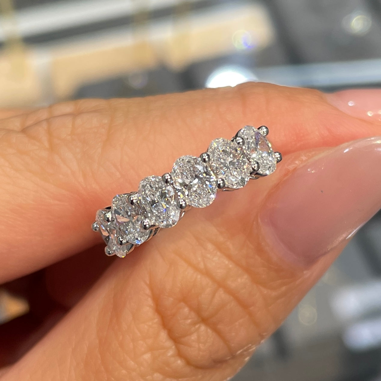 Lab diamond Oval shape 1.8ct half eternity ring