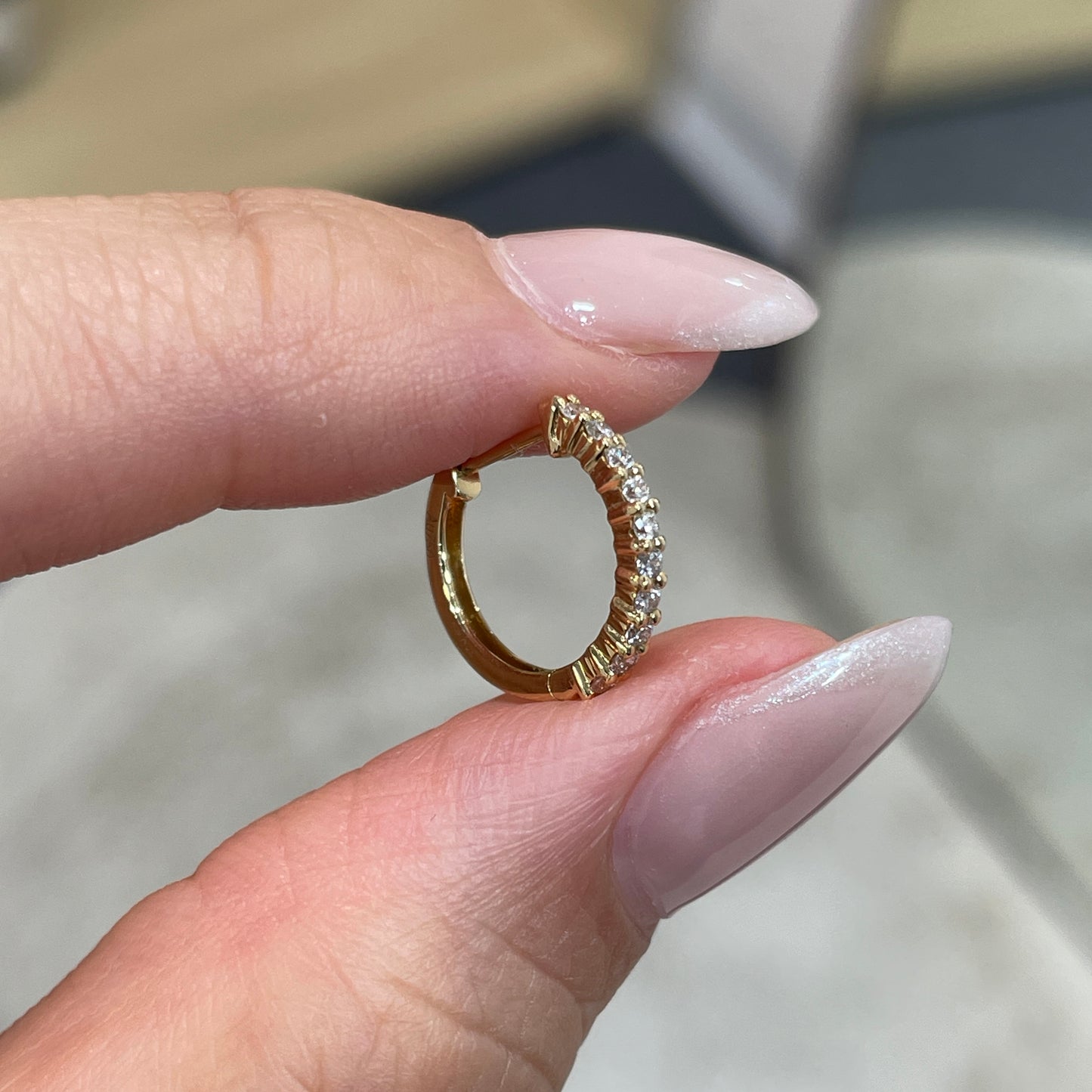Lab diamond Round 0.24ct pave 10mm huggie hoop earrings- pair