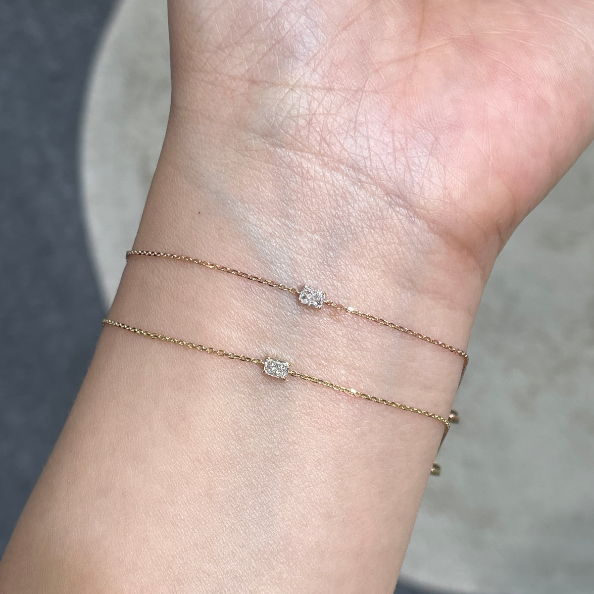 Lab diamond radiant cut 0.1ct bezel bracelet