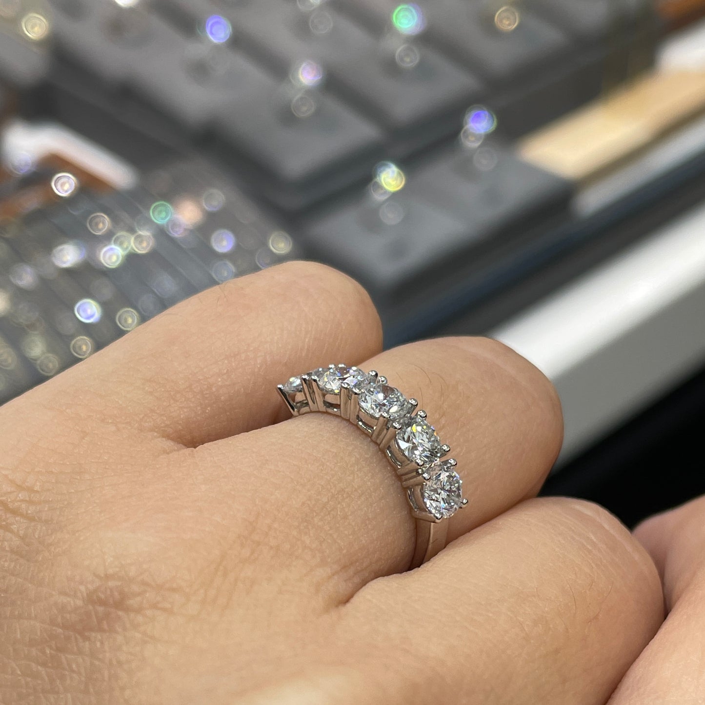 Lab Diamond round 1.5ct half eternity ring