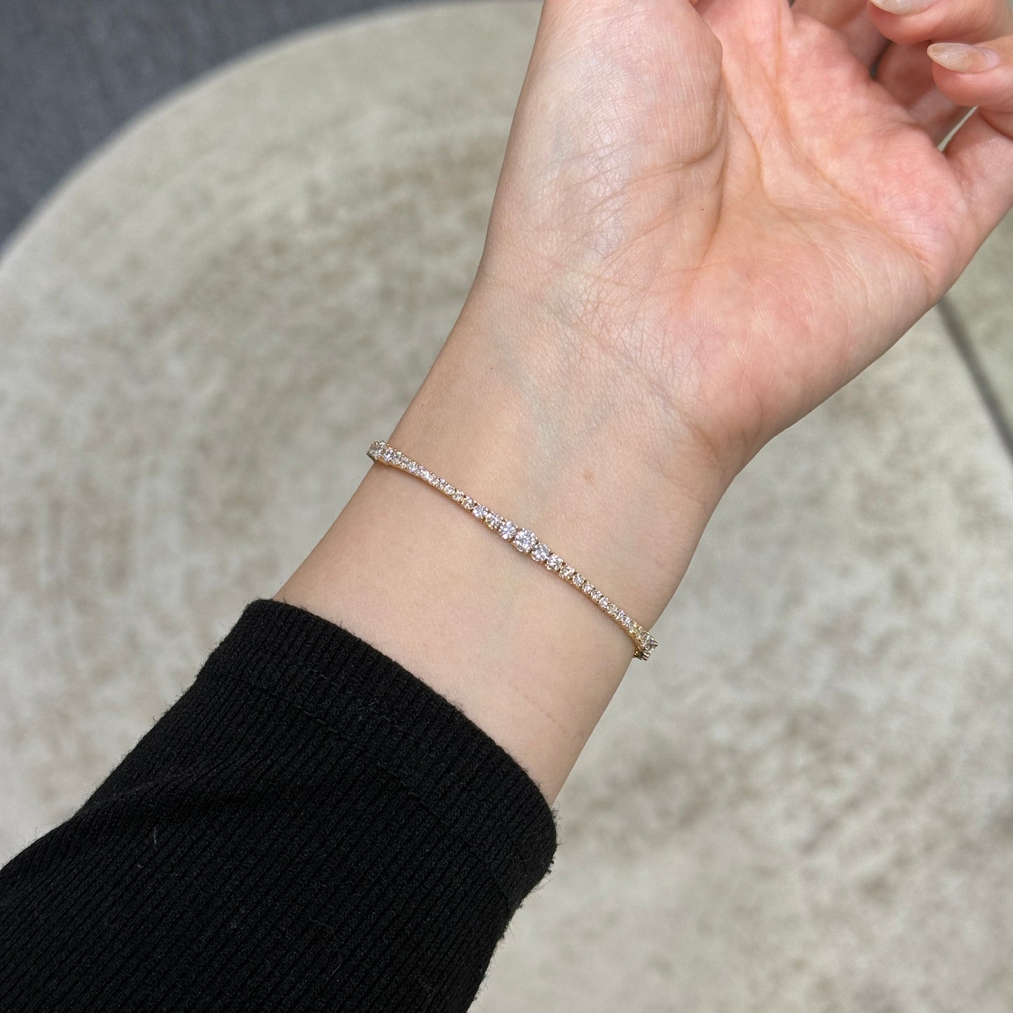 Lab diamond round 3.2ct four-prong wavy tennis bracelet