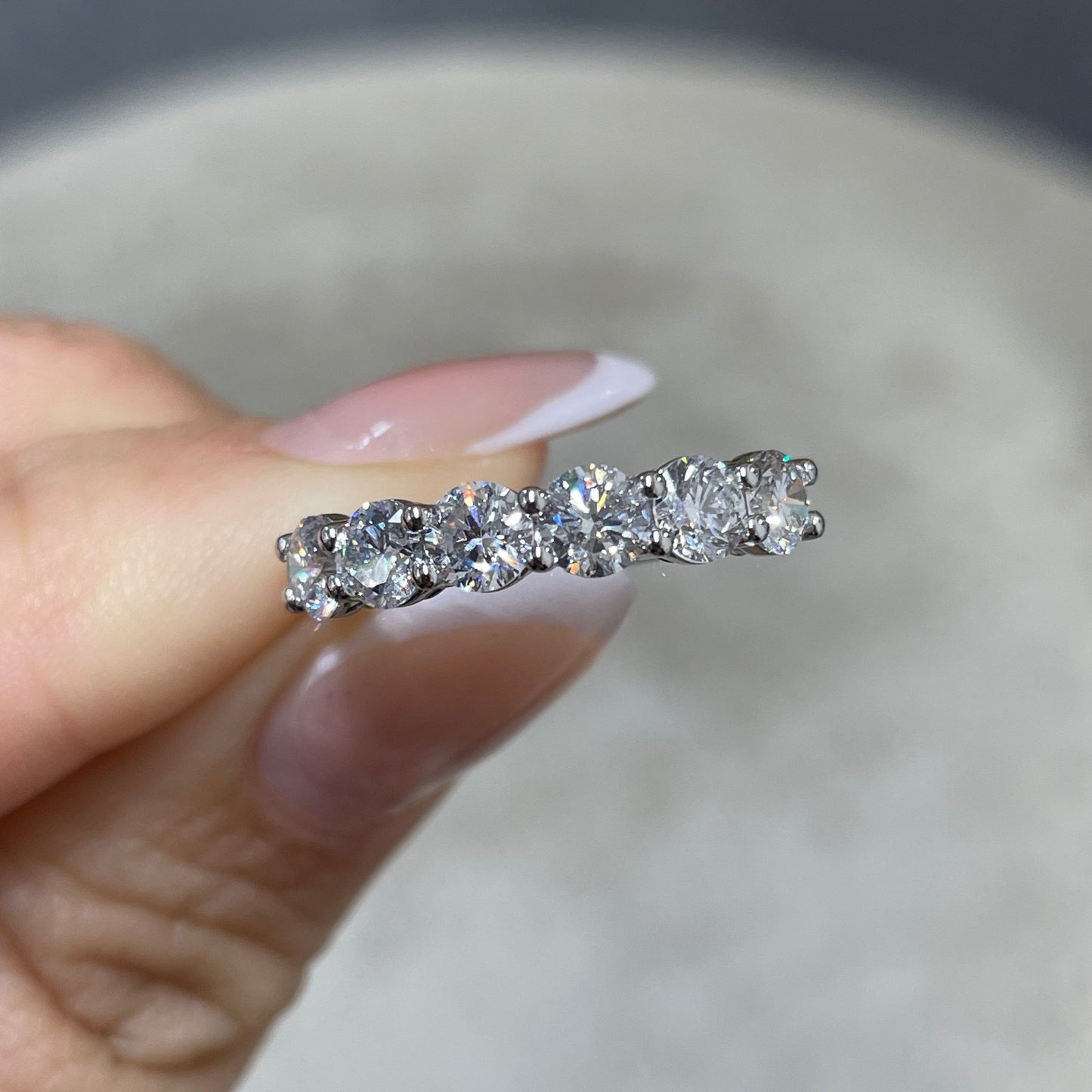 Lab diamond round 1.5ct half eternity ring