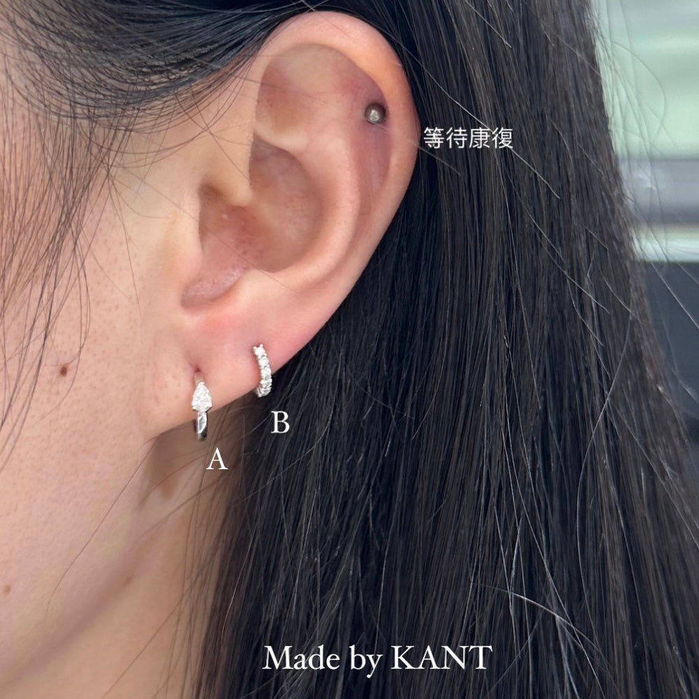 Lab diamond round 6mm hoop earring-each