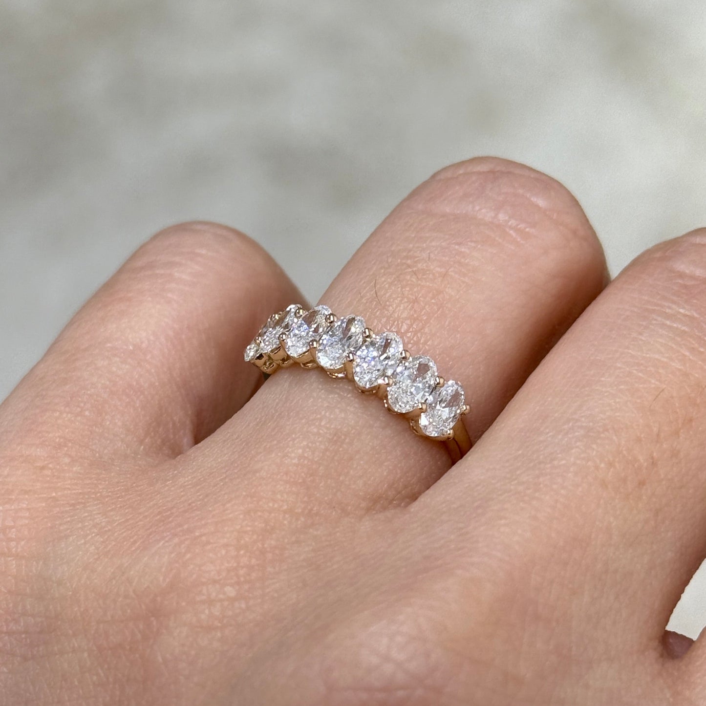 14K Lab diamond oval shape 1.3ct half eternity ring