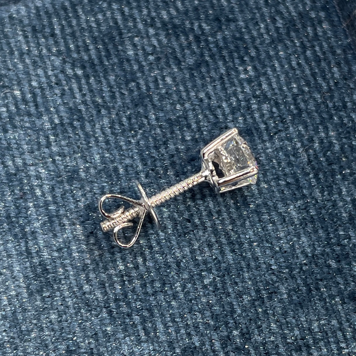 Lab diamond round 1ct four-prong screw back stud earrings-each
