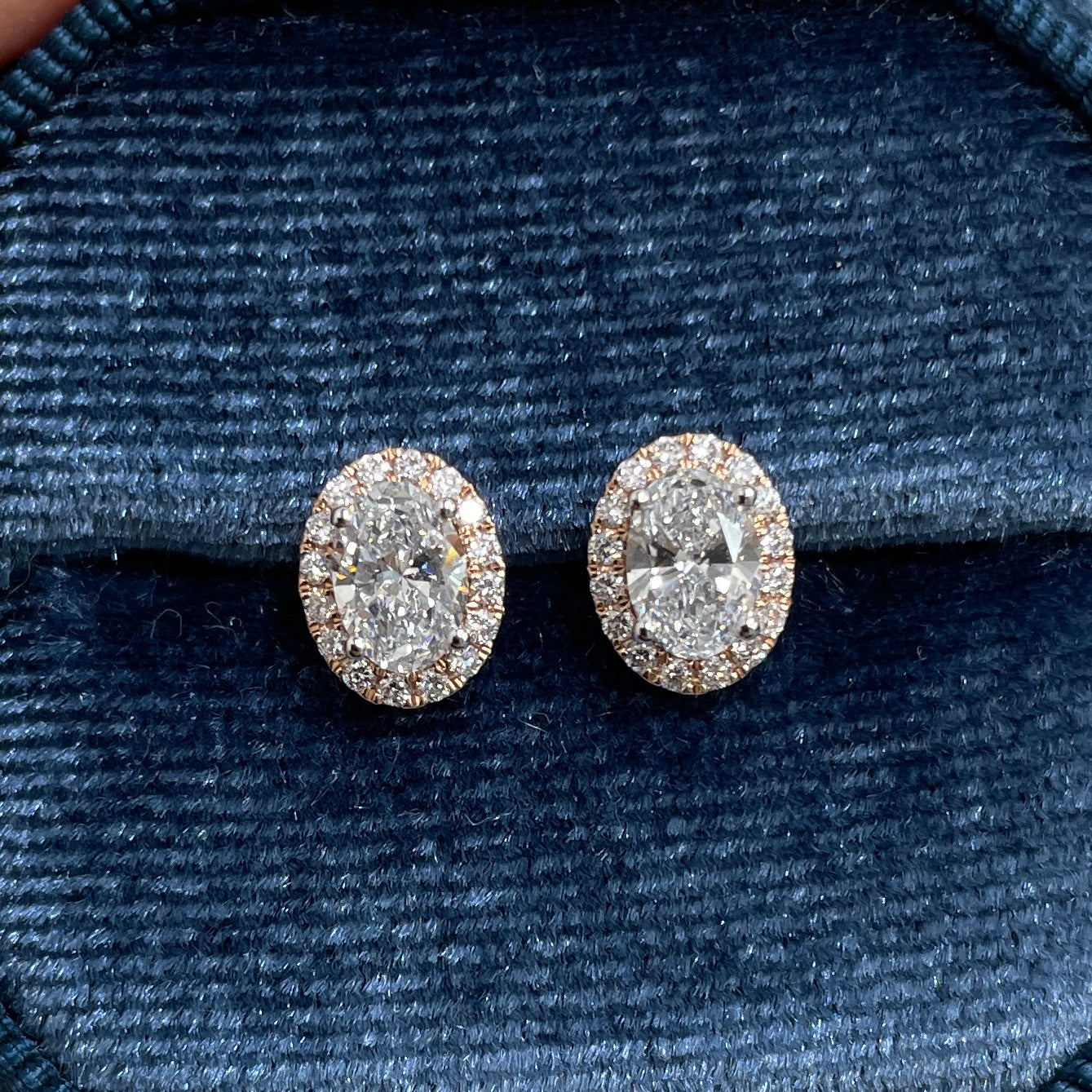 Lab diamond oval shape 1.2ct with removable halo jacket earrings-pair