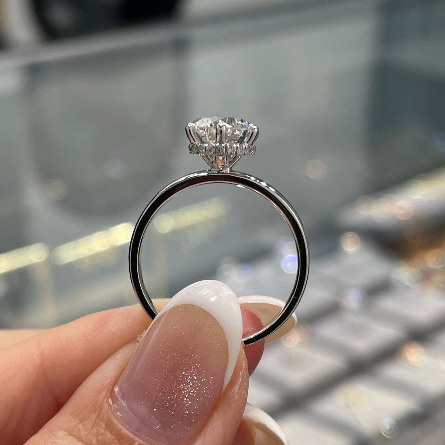 IGI lab diamond round 1.7ct six-prong underhalo ring