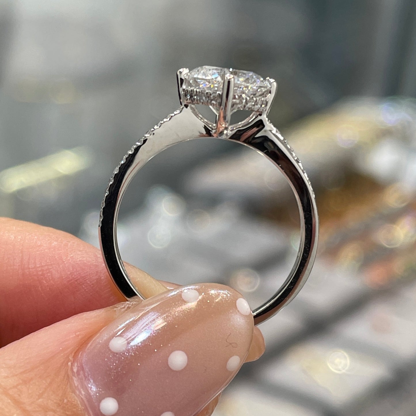 IGI Lab diamond Round 1.5ct compass four-prong underhalo criss cross pave band ring