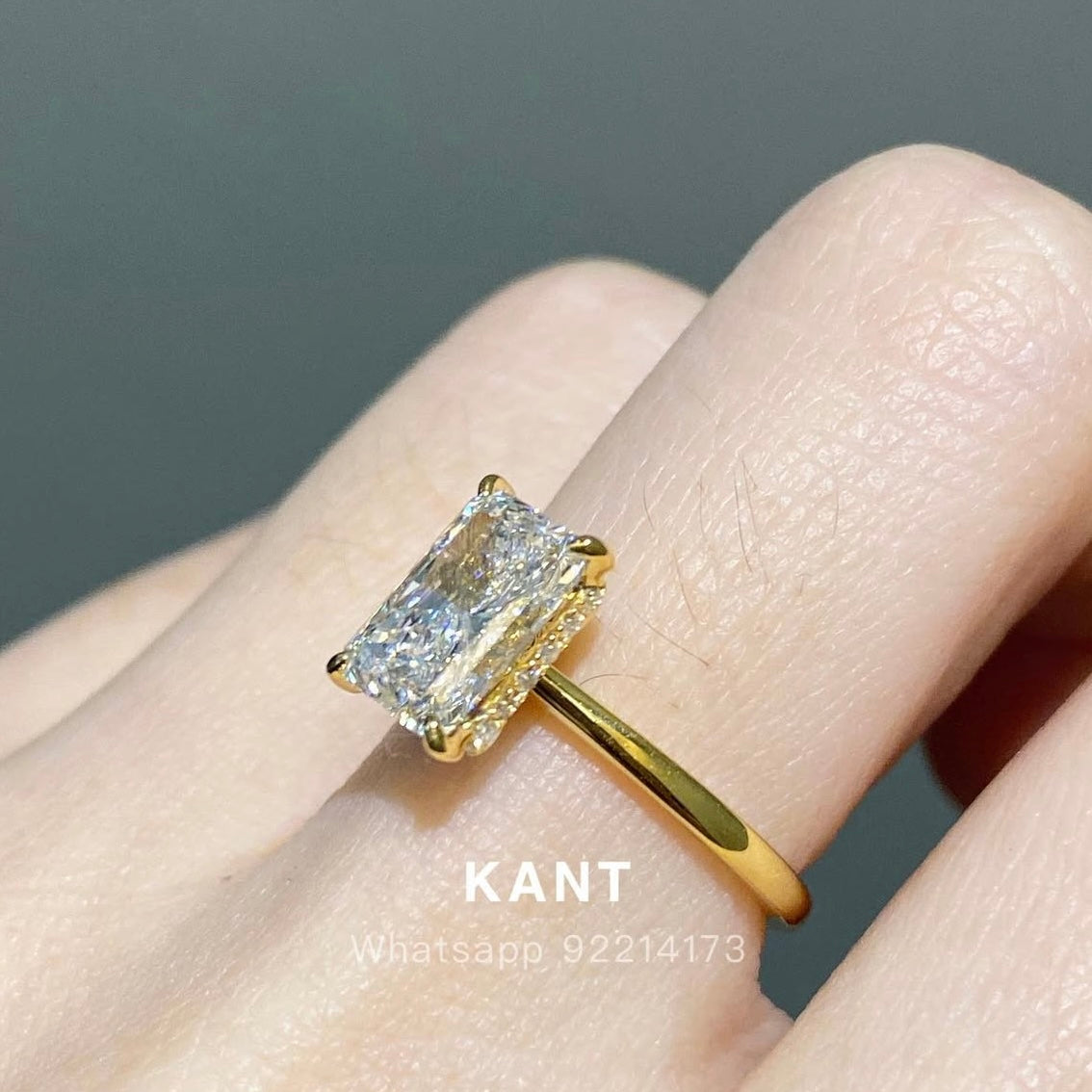 IGI Lab diamond Radiant cut 1.8ct four-prong underhalo ring