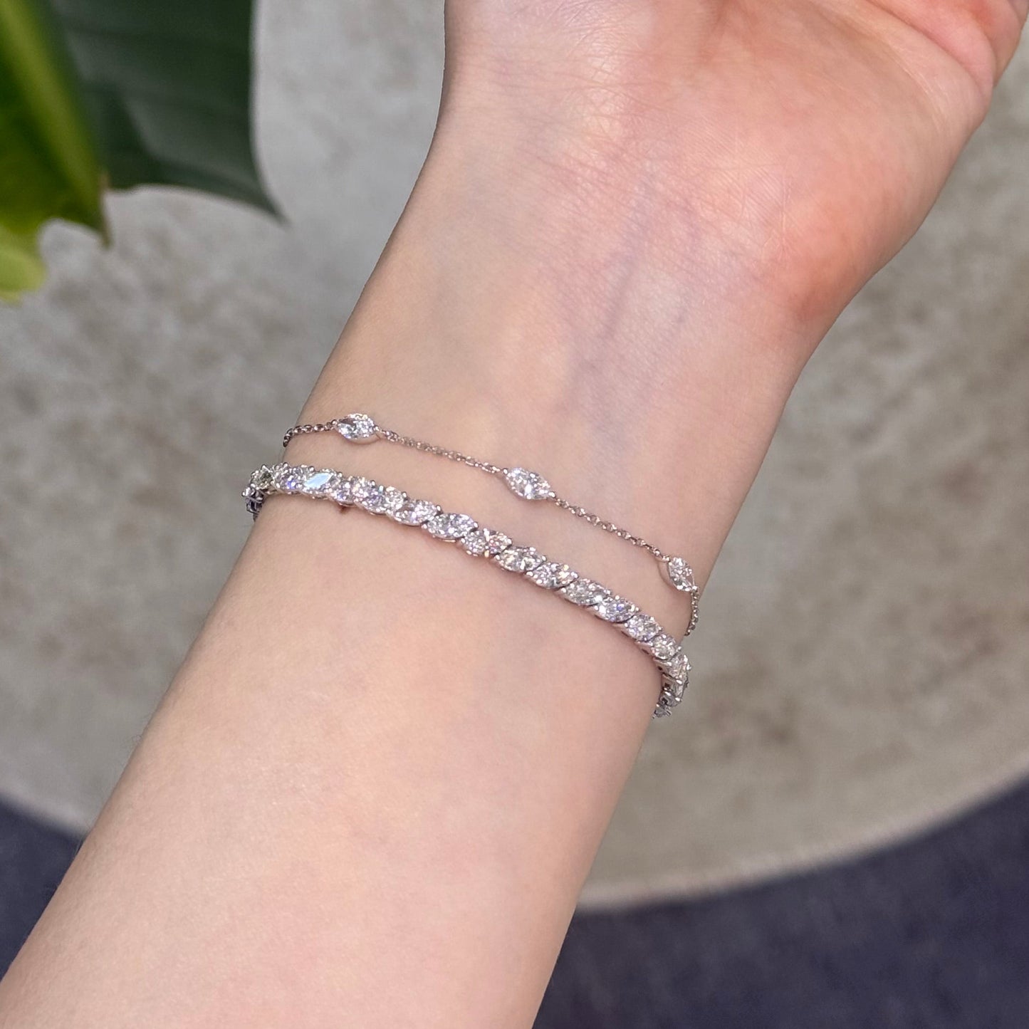 9k Lab diamond marquise shape 5.6ct tennis bracelet
