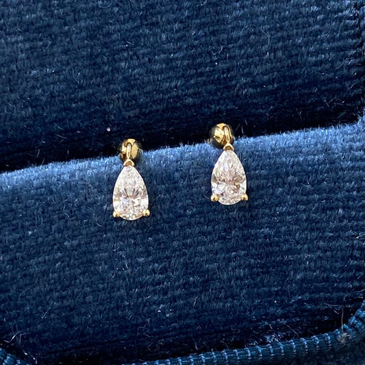 Lab diamond Pear shape 0.4ct swing stud earrings-pair