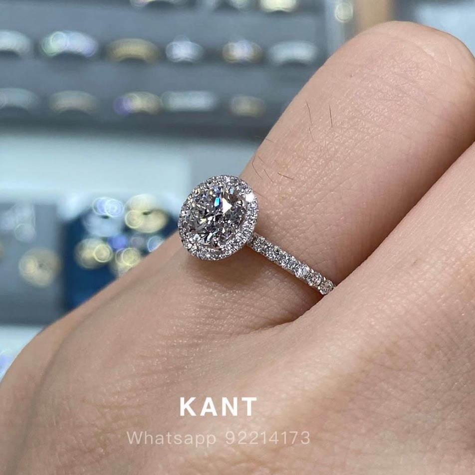 IGI lab diamond round 0.6ct halo pave ring