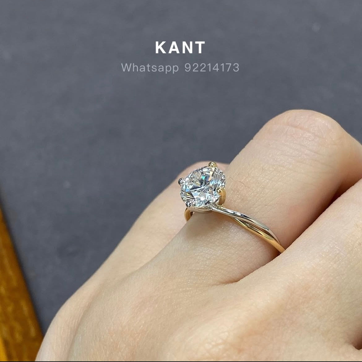 Lab Diamond Round 1.5ct four-prong two tone twist band ring