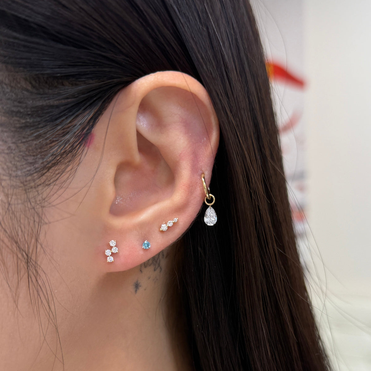 Lab diamond round 0.08ct z stud earring - each
