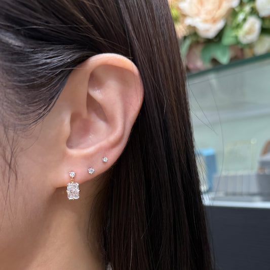 IGI Lab diamond round and radiant cut 2.1ct swing stud earrings-pair