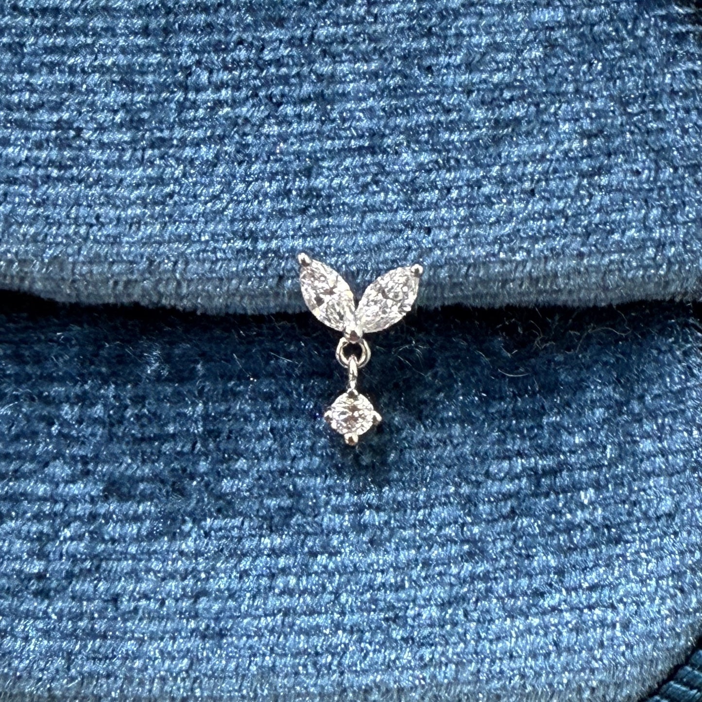 Lab diamond Dolphin tail drop stud earring-each