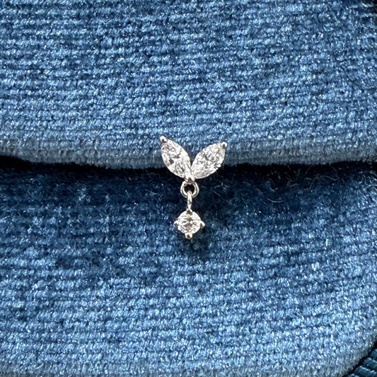 Lab diamond Dolphin tail drop stud earring-each