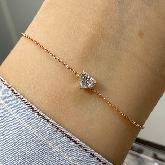 Lab diamond Heart shape 0.4ct three-prong bracelet