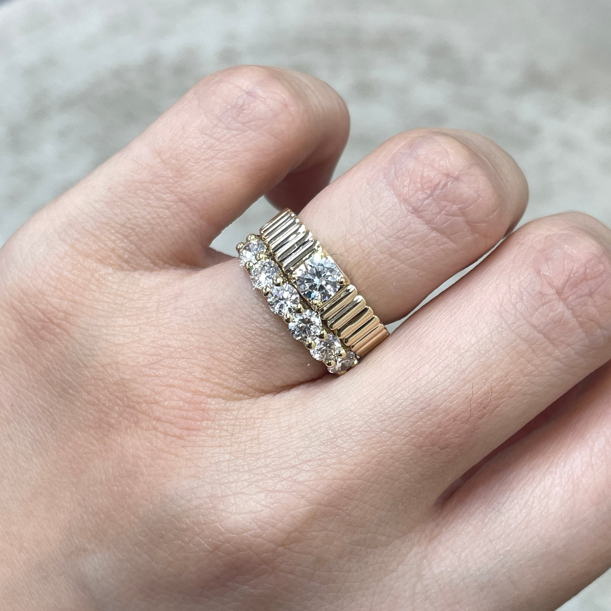 9k Lab diamond round 0.5ct full vertical line band ring