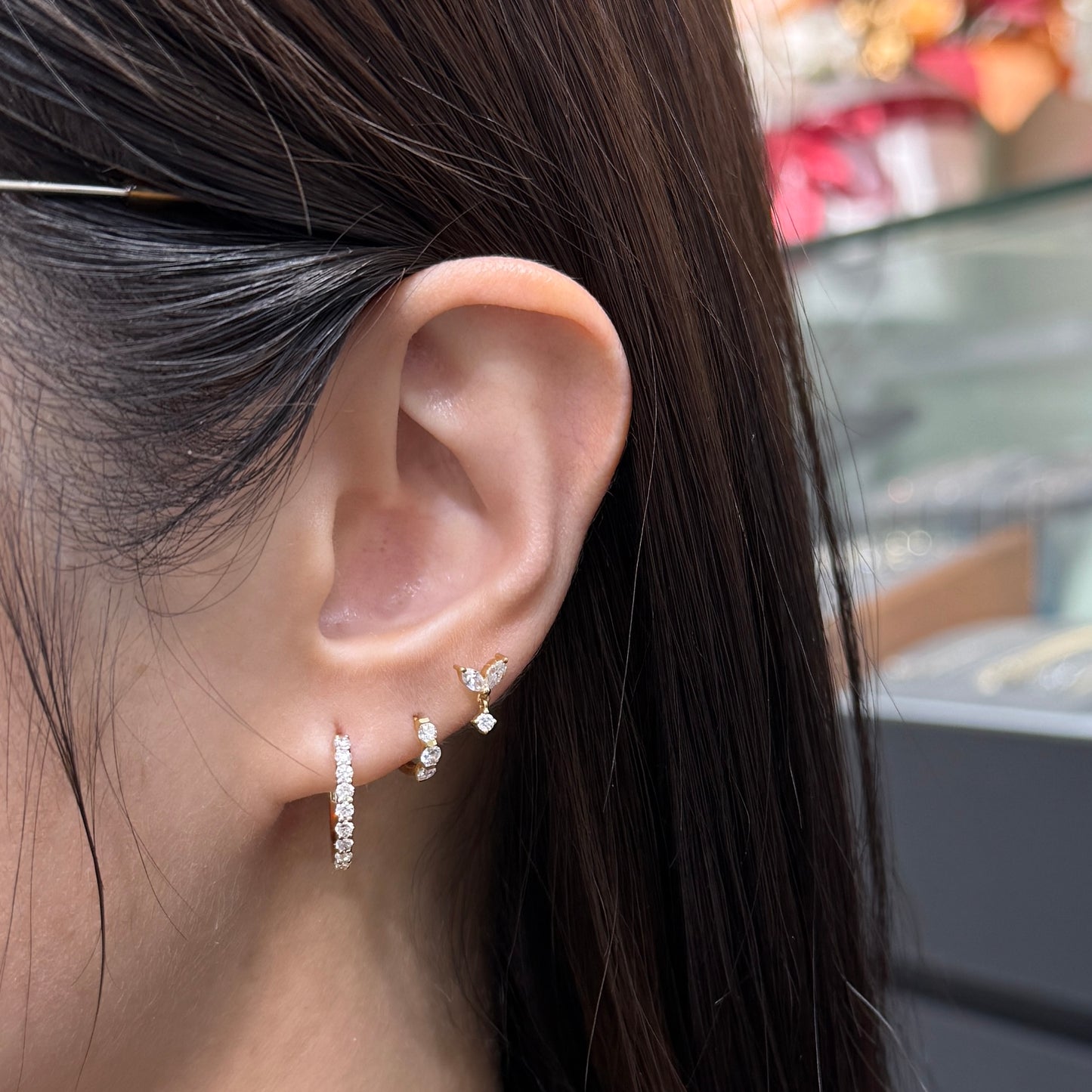 9k Lab diamond round 0.6ct ¾ coverage 12mm hoop earrings-pair