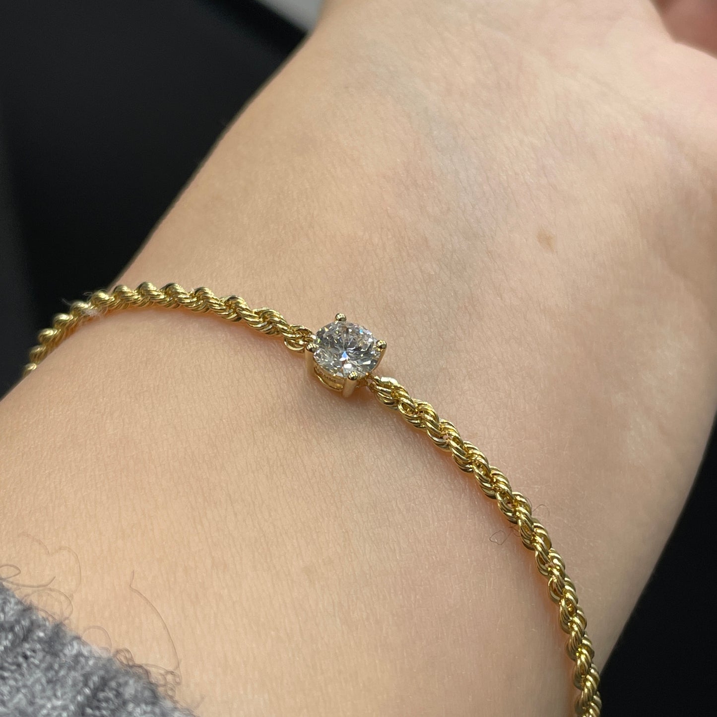 Lab diamond Round 0.5ct twist rope chain bracelet