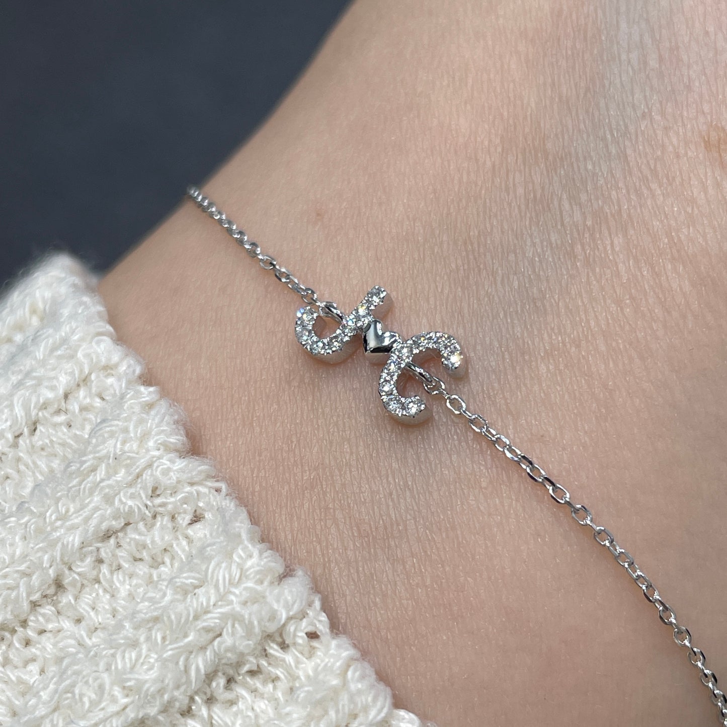 Lab diamond initial bracelet