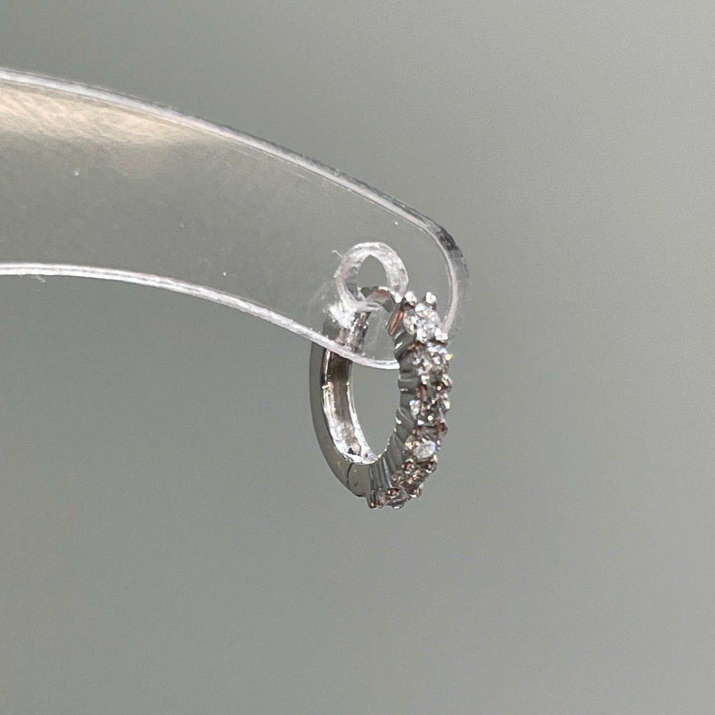 Lab diamond round 6mm hoop earring-each