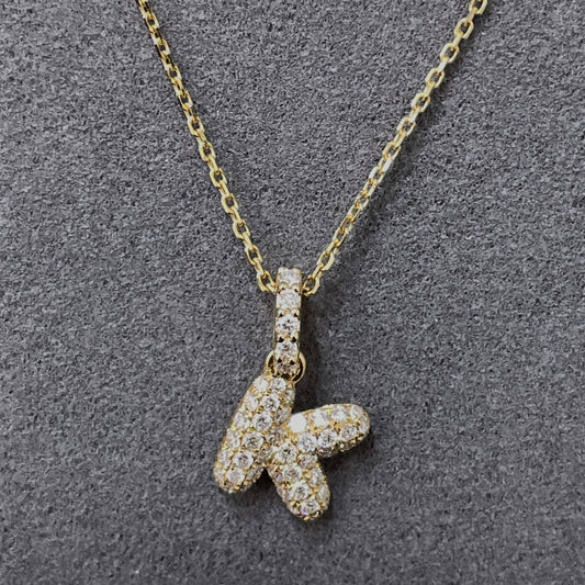 Lab diamond  baby bubble initial open clip pendant