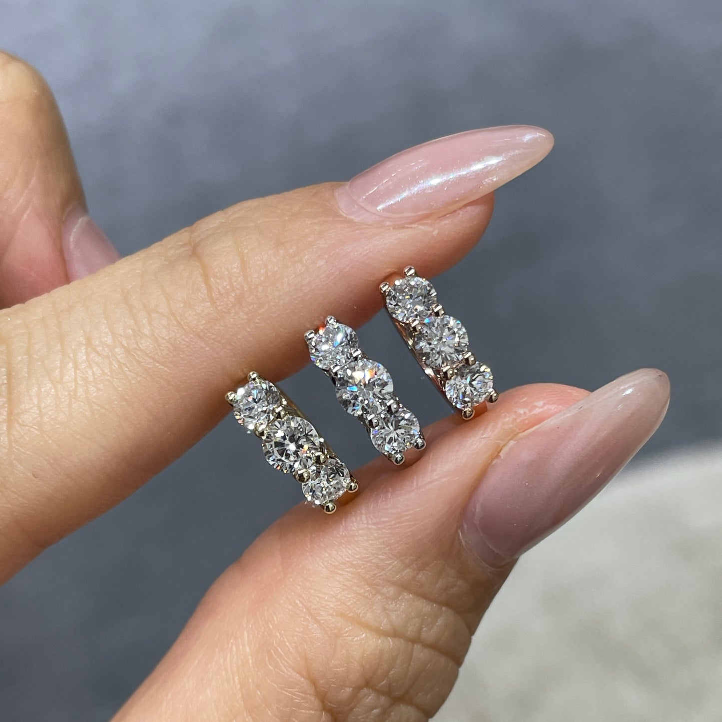9k Lab Diamond round trio 1ct 10mm hoop earrings-pair
