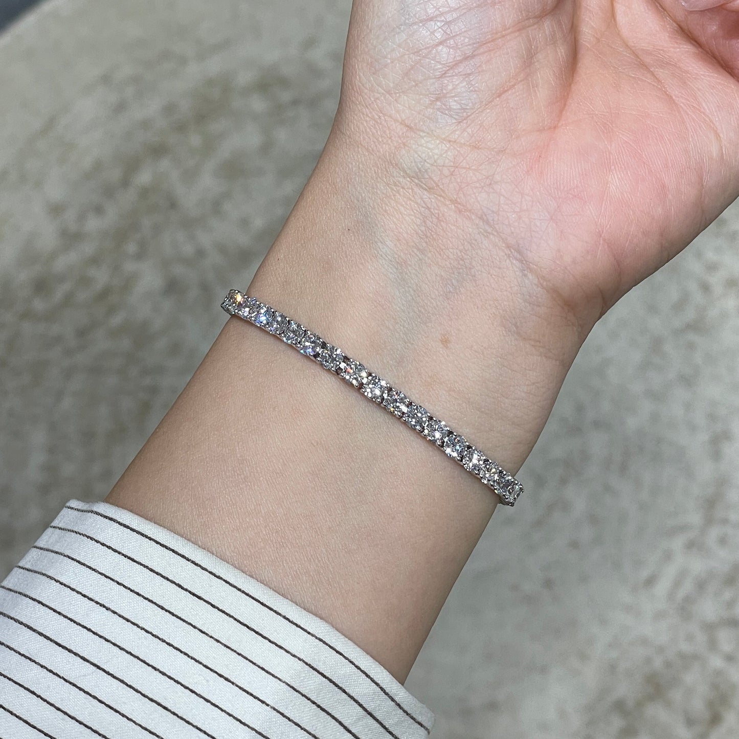 Lab diamond round 8.3ct classic four-prong tennis bracelet