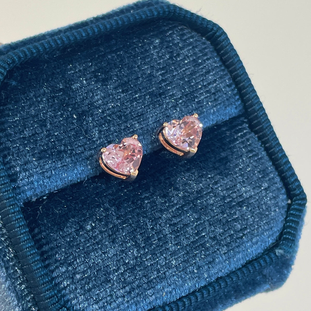 Lab pink sapphire  heart 1.7 ct stud Earrings-each