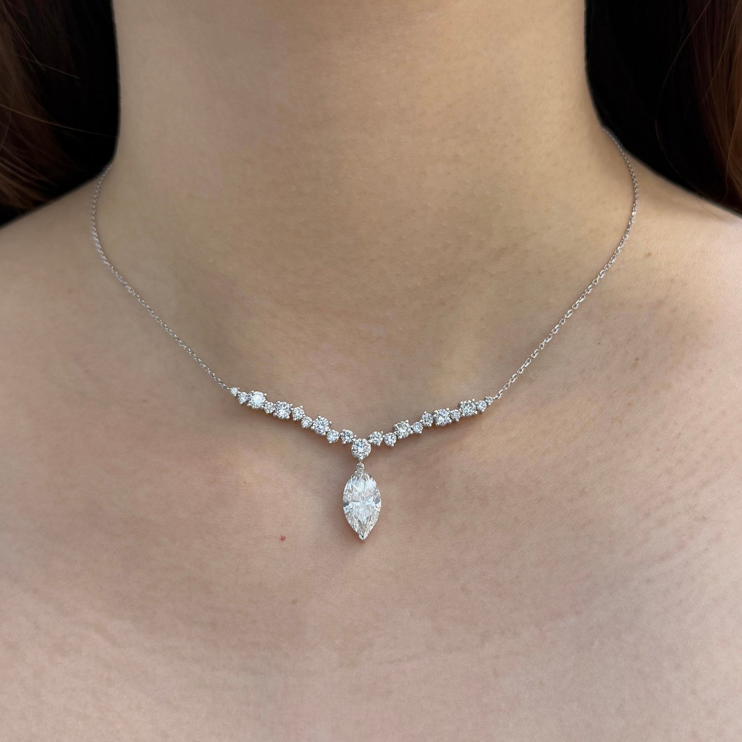 IGI Lab diamond marquise 2ct with 1ct diamond bar necklace