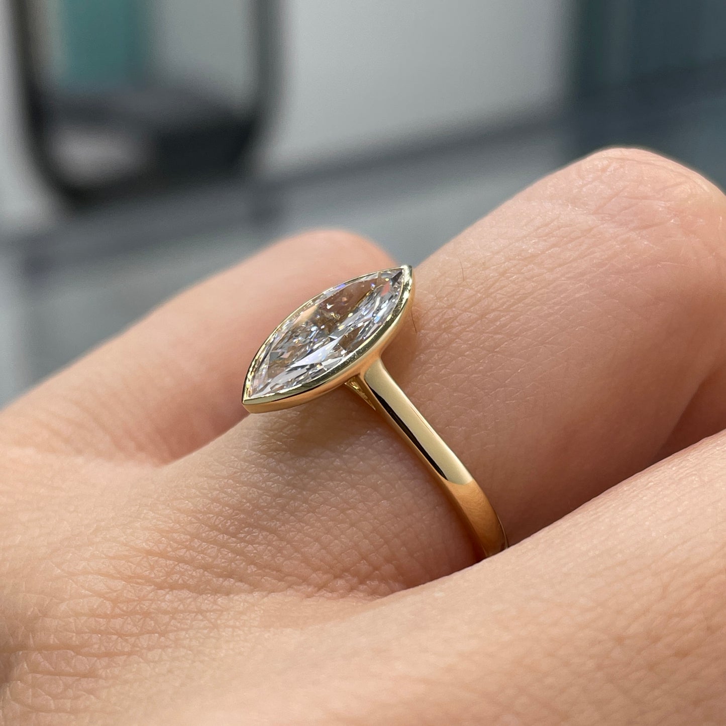 IGI Lab diamond Marquise shape 1.5ct bezel ring