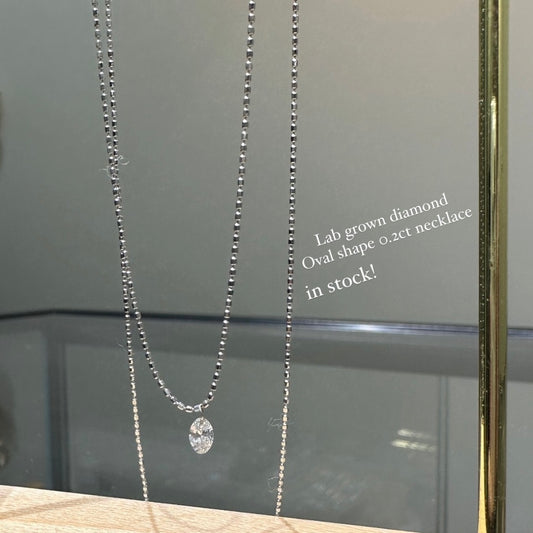 Lab Diamond Oval shape 0.2ct floating necklace