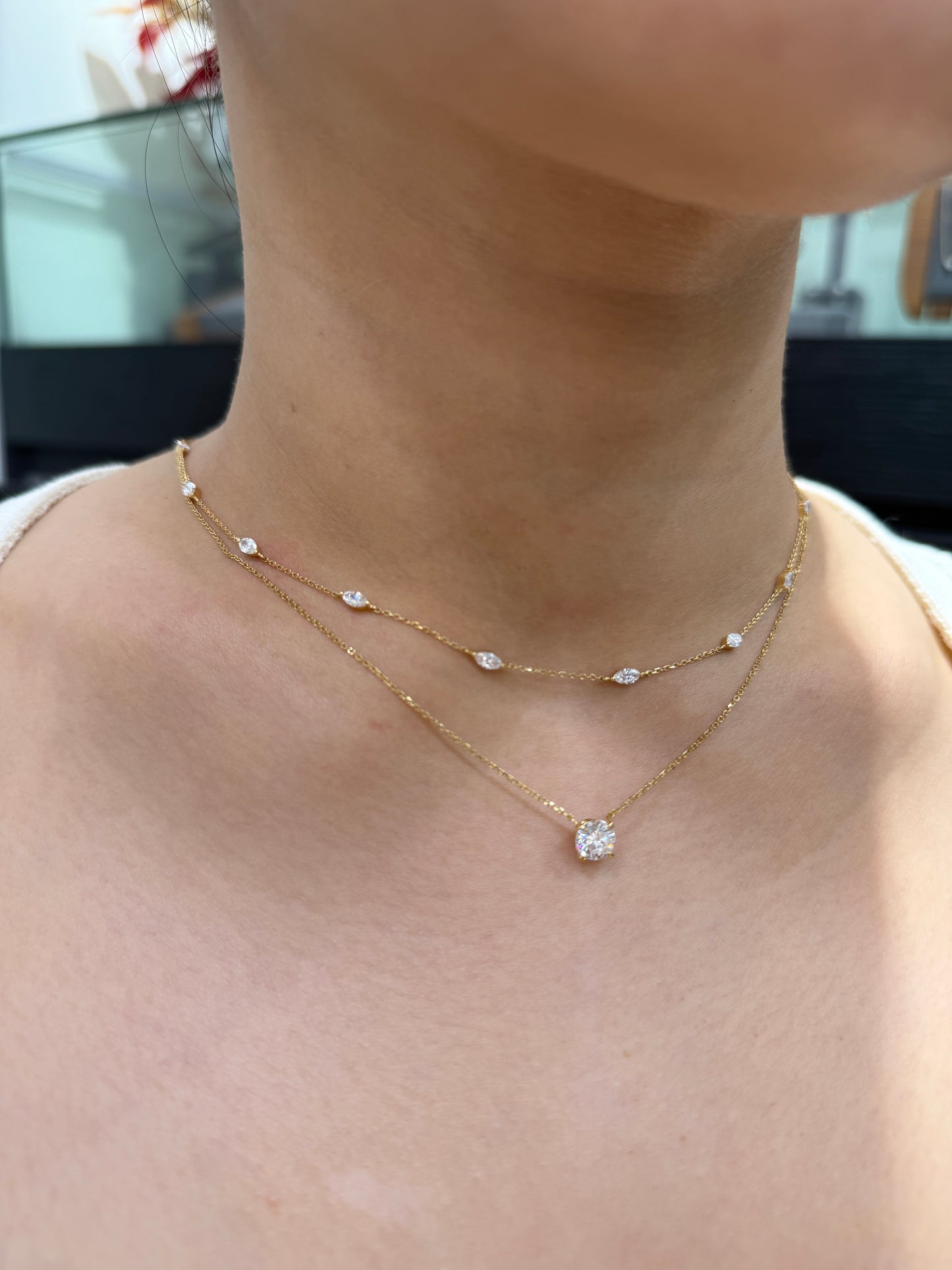 Lab diamond marquise 1ct necklace