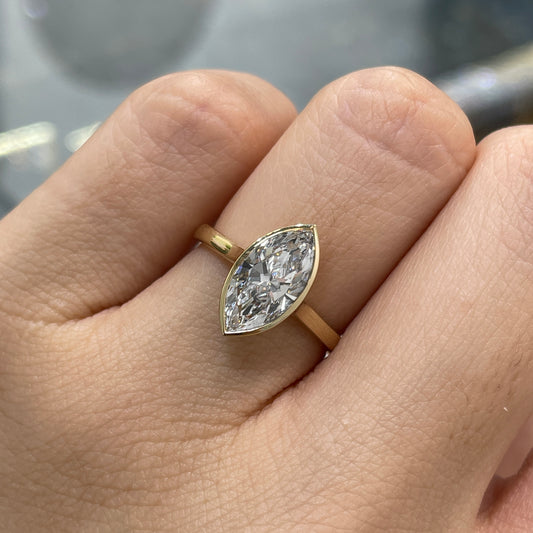 IGI Lab diamond Marquise shape 1.5ct bezel ring