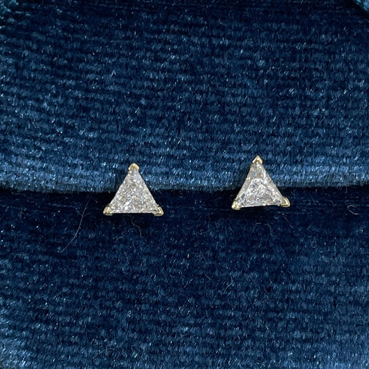 Lab diamond Triangle cut 0.4ct stud earrings-pair
