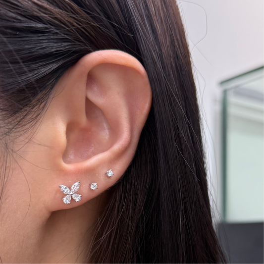 Lab diamond Marquise and Pear shape 0.8ct butterfly stud earrings-pair