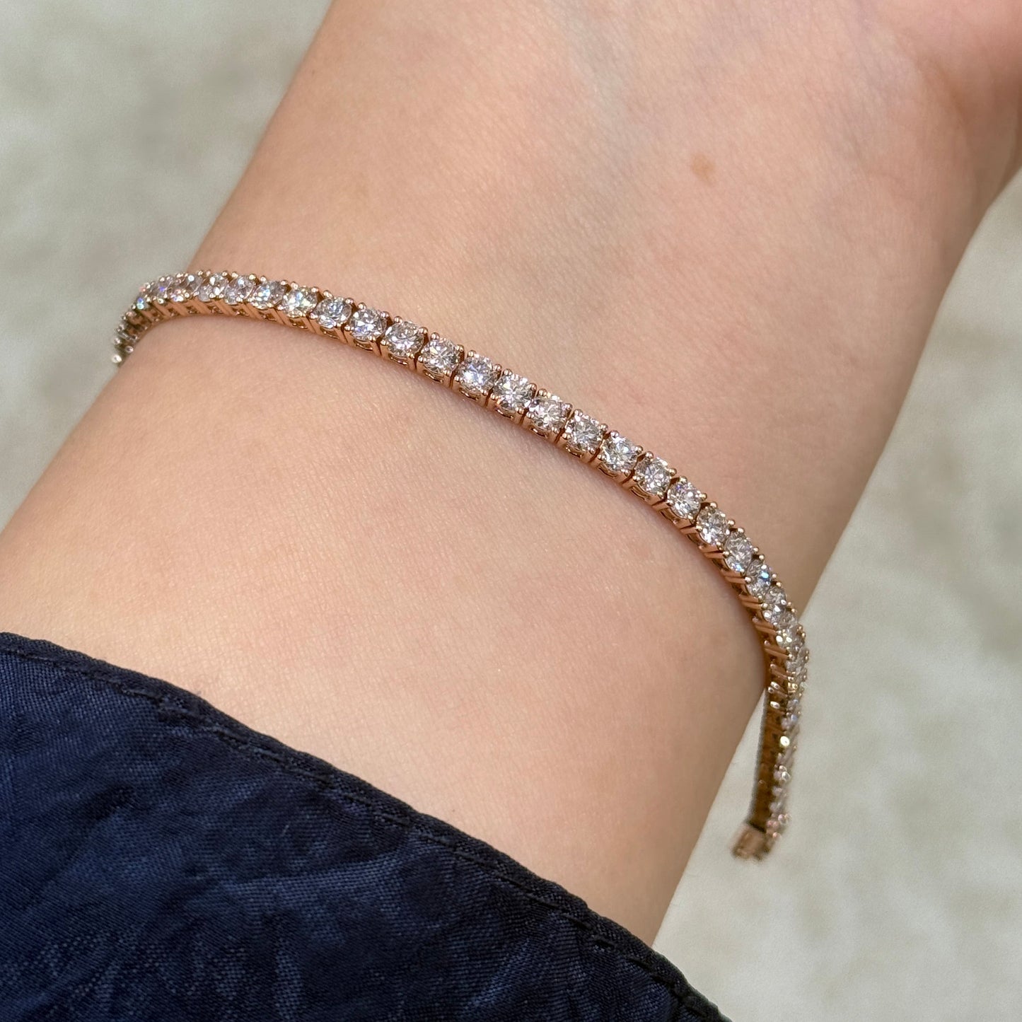 Lab diamond round 5ct classic four-prong tennis bracelet