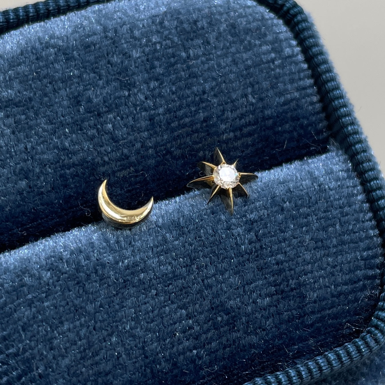 Lab diamond Sun & Moon stud earrings-pair