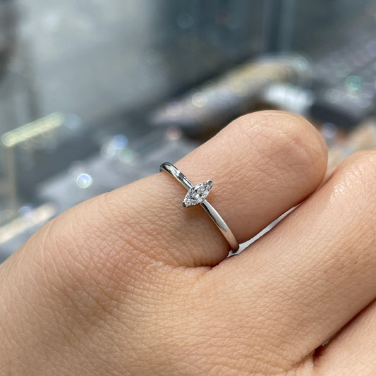 Lab diamond marquise shape 0.1ct pinky ring